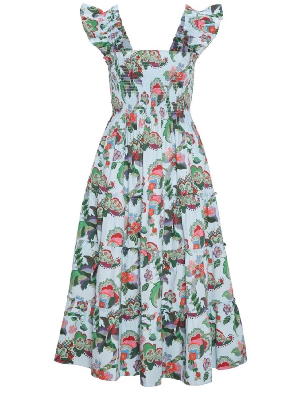 Hill House THE ELLIE NAP DRESS IN LIGHT BLUE JUNGLE FLORAL XXL